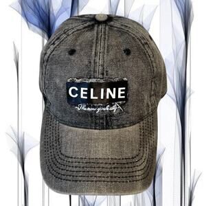 Celine Black Denim Cap